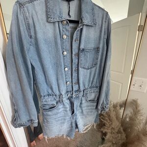 Zara Light Blue Denim Romper Jacket